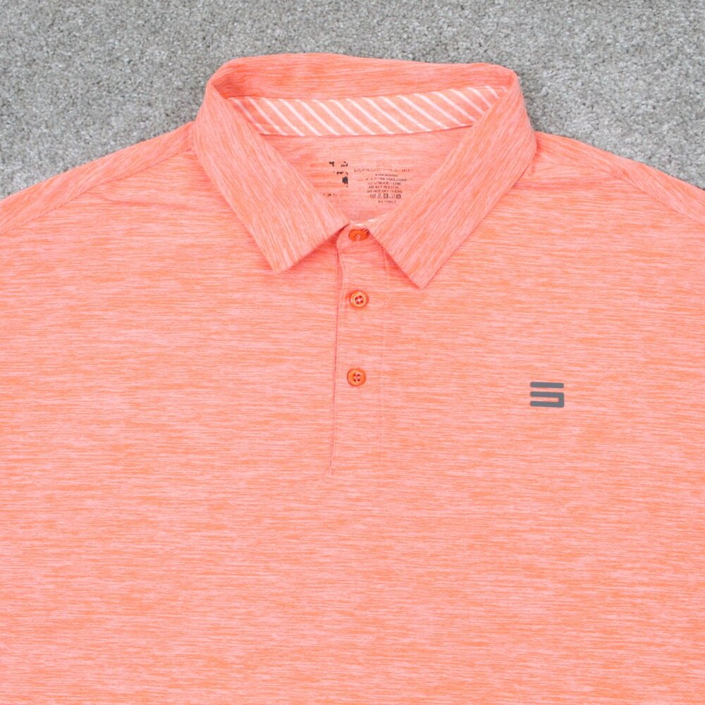 Three Sixty Six Polo Shirt Mens 3XL XXXL Orange Performance Stretch Golf S/S - Picture 5 of 15